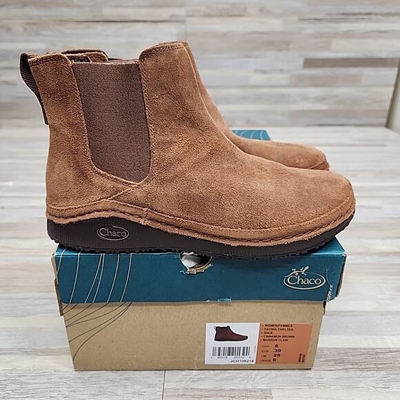 Chaco Paonia Chelsea Boots Suede Cinnamon Brown Size 8 Leather JCH109218 - Picture 1 of 9